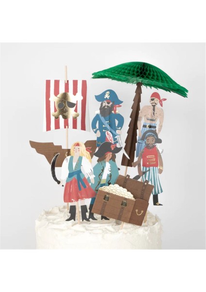 Meri Meri - Pirates & Palm Tree Cake Toppers - Korsanlar & Palmiye Ağacı Pasta Süsü