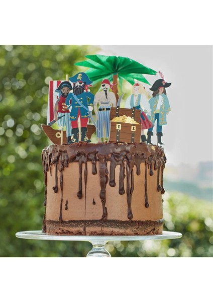 Meri Meri - Pirates & Palm Tree Cake Toppers - Korsanlar & Palmiye Ağacı Pasta Süsü