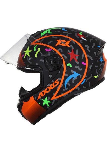 Draken Crazy Matt Fluor Orange Full Face Kapalı Motosiklet Kaskı - Şeffaf Vizör - M