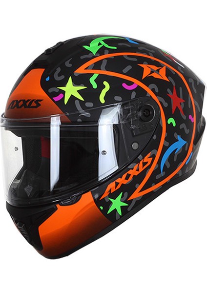 Draken Crazy Matt Fluor Orange Full Face Kapalı Motosiklet Kaskı - Şeffaf Vizör - M