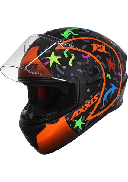 Draken Crazy Matt Fluor Orange Full Face Kapalı Motosiklet Kaskı - Şeffaf Vizör - M