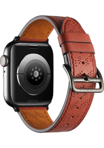 Apple Watch 7 6 Se 5 4 3 2 1 - 41 / 40 / 38 mm Uyumlu Suni Deri Kordon Kayış Watch Band / Strap