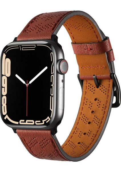 Apple Watch 7 6 Se 5 4 3 2 1 - 41 / 40 / 38 mm Uyumlu Suni Deri Kordon Kayış Watch Band / Strap fiyatları