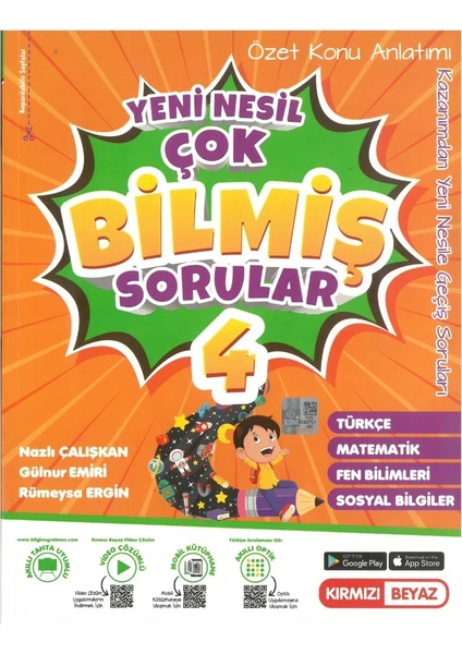 Kırmızı Beyaz Yayınlar 4.Sınıf Konu Özetli Tüm Dersler Çok Bilmiş Sorular Yeni Nesil