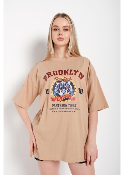 Kadın Brooklyn Tiger Baskılı T-Shirt