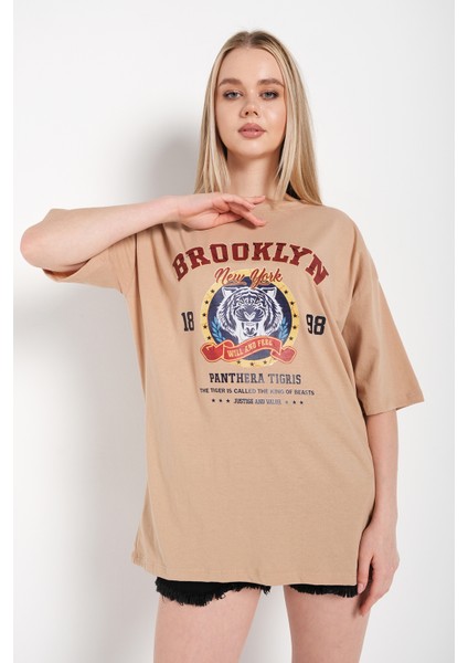 Kadın Brooklyn Tiger Baskılı T-Shirt