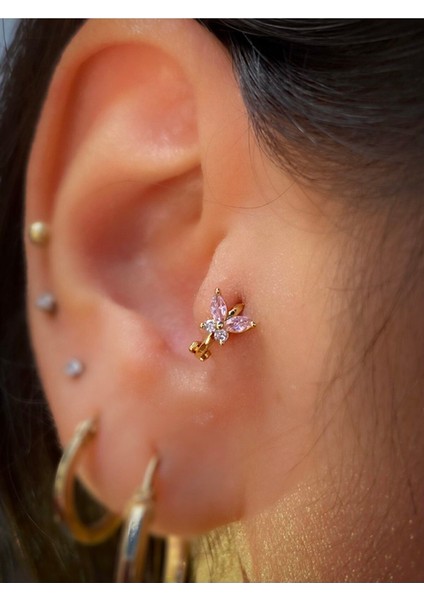 Cerrahi Çelik Mini Kelebek Tragus Rook Uyumlu Halka Piercing fiyatları