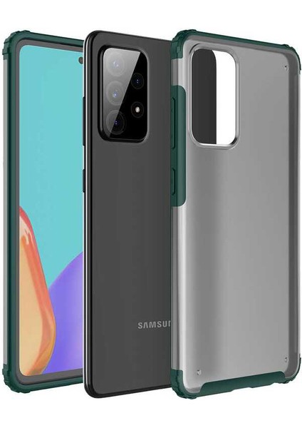 Samsung Galaxy A52 Kılıf Köşeleri Yumuşak Silikon Mat Şeffaf Lacivert