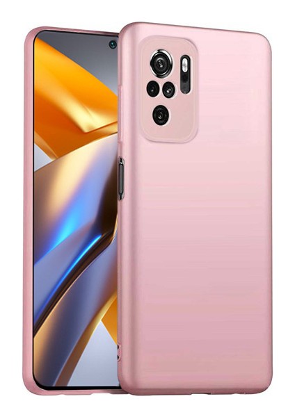 Xiaomi Poco M5S Kılıf Ultra Ince Renkli Silikon Kapak Rose Gold