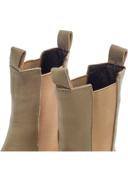 Vizon Deri Bot Lastikli Vizon Kadın Bot Tırtıklı Taban Deri Bot fırsatları