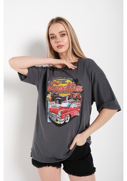 Kadın Compeltition Baskılı Oversize T-Shirt fırsatları