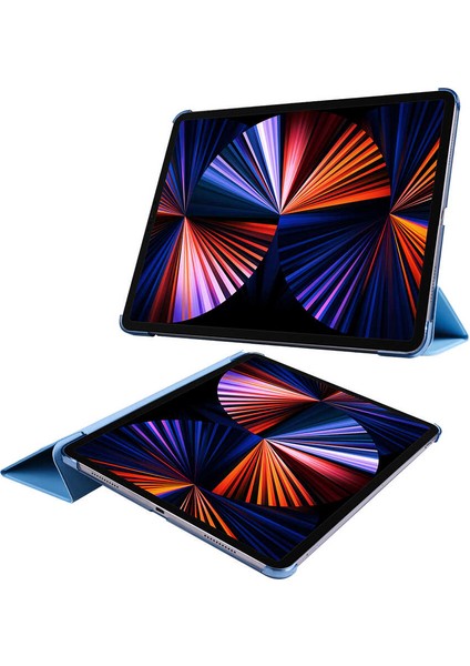 Apple iPad Pro 12.9 2022 M2 Smart Cover Katlanabilir Standlı Tablet Akıllı Kapak Gri