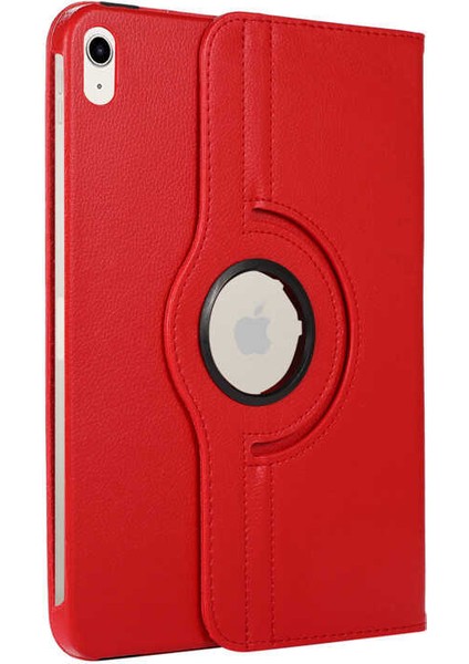 Case 4U Apple iPad 10.9 (10.Nesil) 2022 Kılıf Uyku Modlu 360 Derece Dönebilen Standlı Tablet Kılıfı Kırmızı