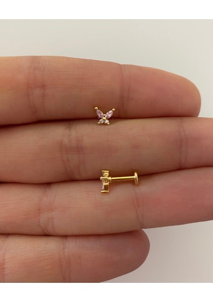 Cerrahi Çelik Tragus,helix,lobe,conch,forward Helix Uyumlu Labret Mini Kelebek Piercing fiyatları