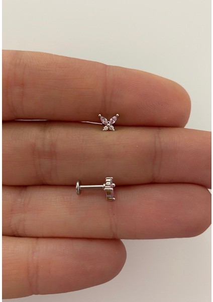 Cerrahi Çelik Tragus,helix,lobe,conch,forward Helix Uyumlu Labret Mini Kelebek Piercing