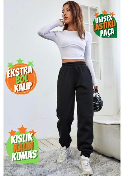 Kışlık Kalın Oversize Eşofman Altı 3 Iplik Jogger Şardonlu fiyatları