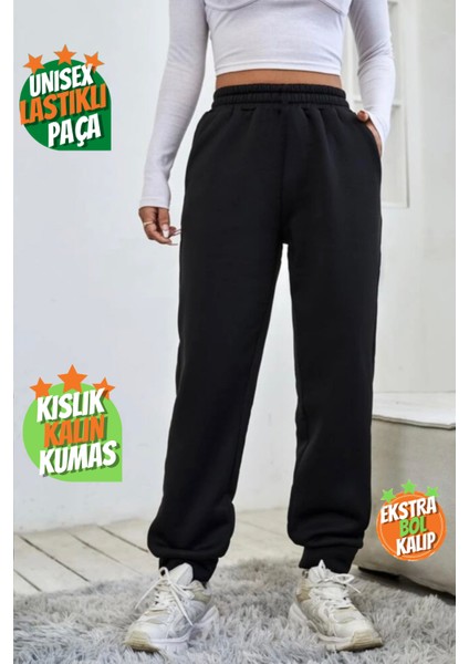 Kışlık Kalın Oversize Eşofman Altı 3 Iplik Jogger Şardonlu modelleri