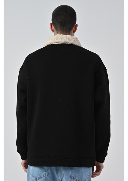 R-5679 Yaka Kürklü Ayı Baskılı 3 Ip Şardonlu Sweatshirt fırsatları