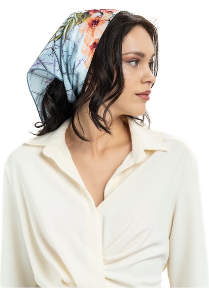 Kadın Inci Ipeği Desenli Fular Bandana 50X50 cm