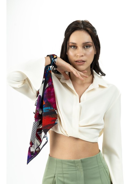 Kadın Inci Ipeği Desenli Fular Bandana 50X50 cm modelleri