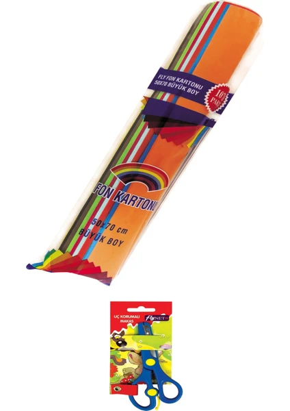 Fly Color 50*70CM Büyük Boy Rulo Fon Kartonu + Uç Korumalı Çocuk Makası