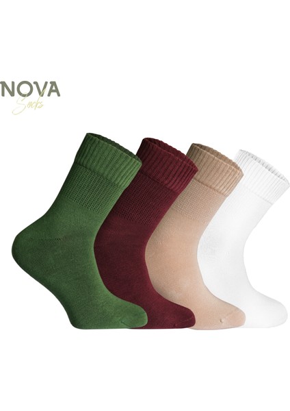 Nova Socks Erkek 4'lü Bambu Lastiksiz Sıkmayan ik Çorap /  Çorabı