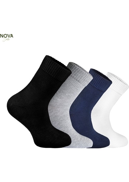 Nova Socks Erkek 4'lü Bambu Lastiksiz Sıkmayan Extra Rahat Şeker Çorabı / Çorap