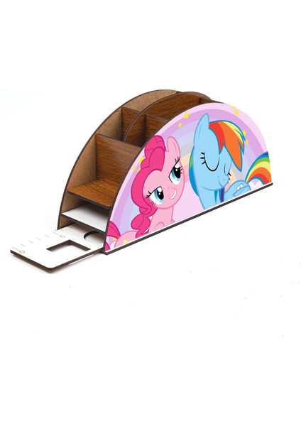 Ahşap Pony Gökkuşağı Cetvelli Masaüstü Kalemlik Kutu Çocuklar Için Organizer GK53