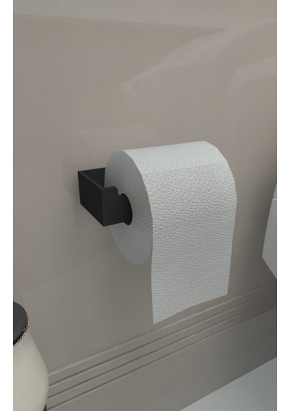 İcon Plus Metal Mat Siyah Wc Kağıtlık Tuvalet Kağıtlığı Tuvalet Kağıdı Askısı Yapışkanlı Tasarım