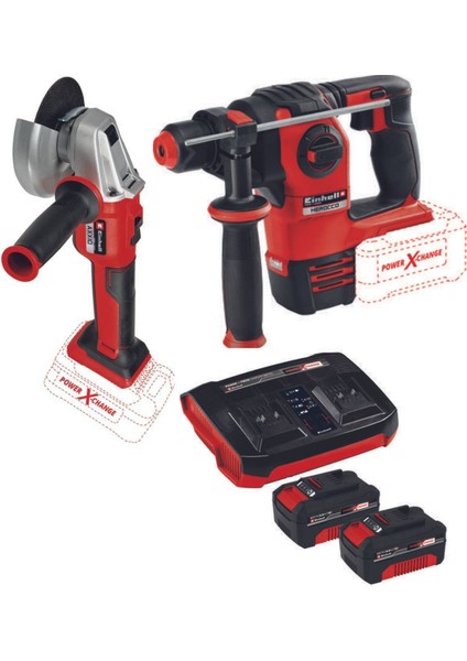 Herocco 18V Kırıcı Delici Axxio 18/115 Q Avuç Taşlama 2X4.0AH Twincharger Kömürsüz Set