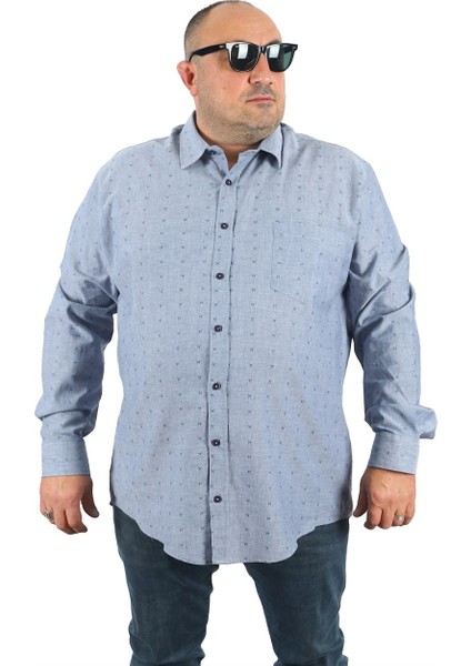 Mocgrande Büyük Beden Uzun Kol Gömlek 23350 Lacivert