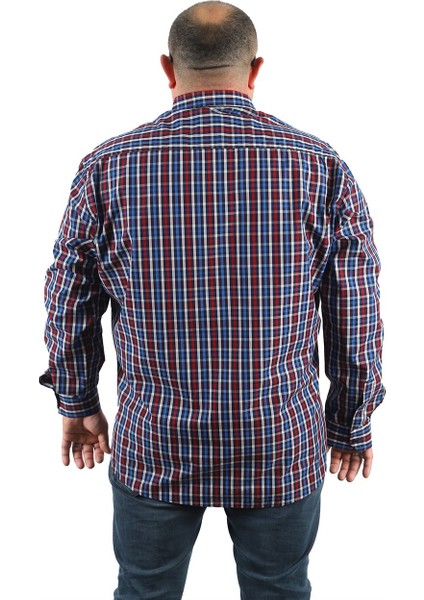 Mocgrande Büyük Beden Erkek Piqquare Gömlek 23360 Bordo modelleri