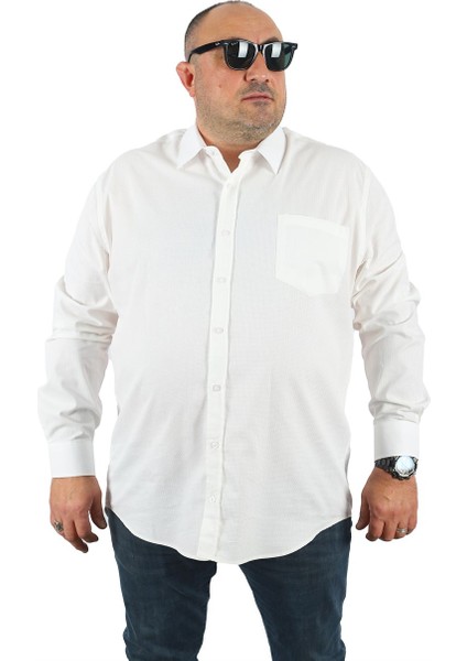 Mocgrande Büyük Beden Erkek Gömlek Punteado 23354 Beyaz