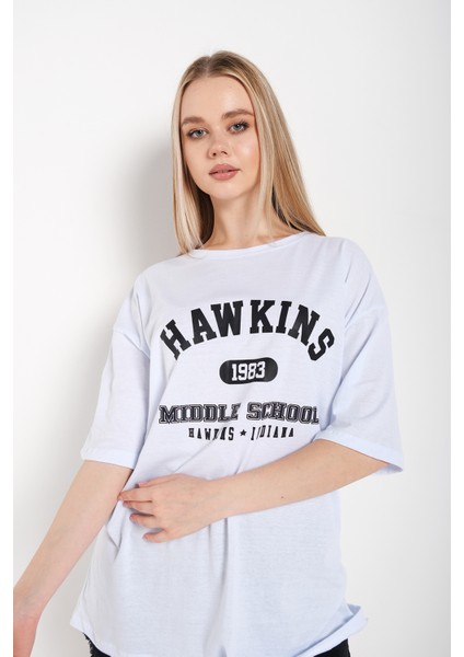 Kadın Hawkins Baskılı Oversize T-Shirt fırsatları