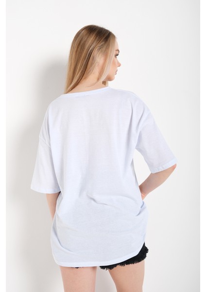 Kadın Hawkins Baskılı Oversize T-Shirt indirimleri