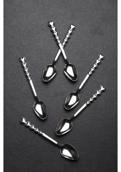 6 Adet Kalpli Paslanmaz Çelik Çay Kaşığı