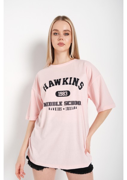 Kadın Hawkins Baskılı Oversize T-Shirt