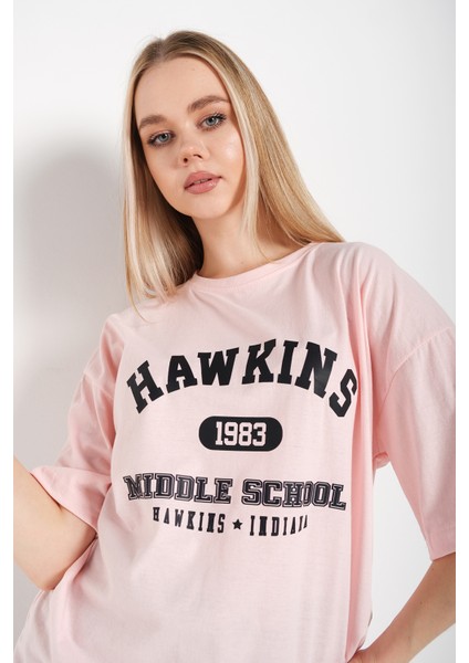 Kadın Hawkins Baskılı Oversize T-Shirt