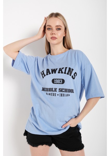 Kadın Hawkins Baskılı Oversize T-Shirt