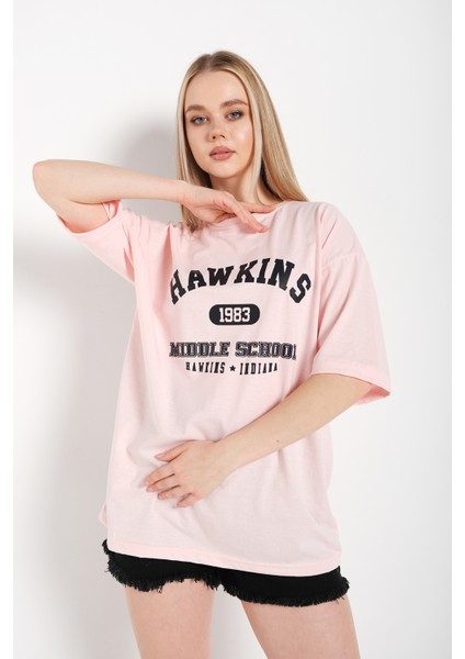 Kadın Hawkins Baskılı Oversize T-Shirt