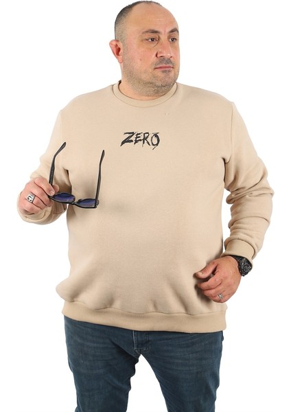 Mocgrande Büyük Beden Erkek Sweat Zero 22732 Bej