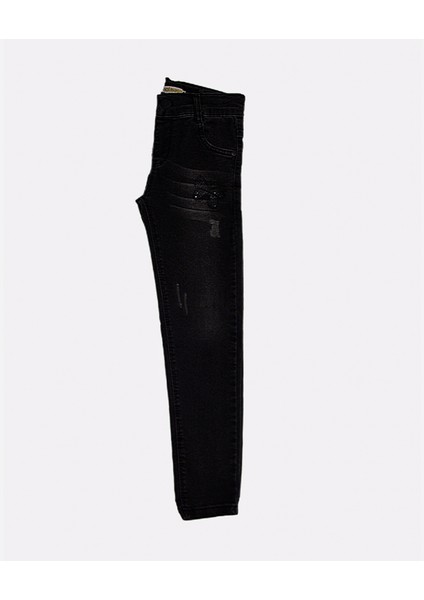 Boncuklu Kelebek Desen Kız Çocuğu Kot Pantolonu modelleri
