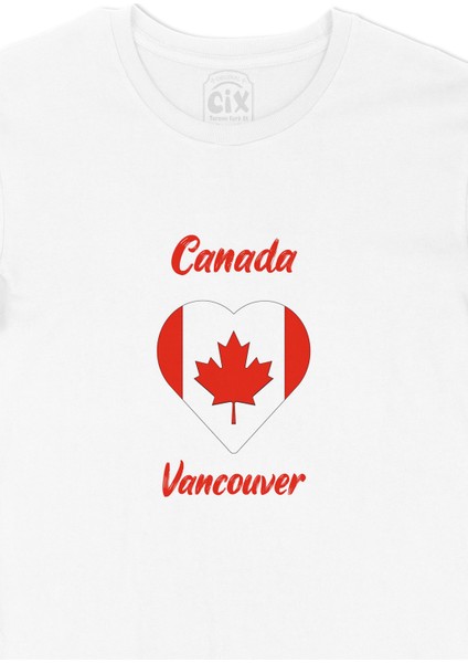 Vancouver Canada Bayraklı Kalpli Tişört fiyatları