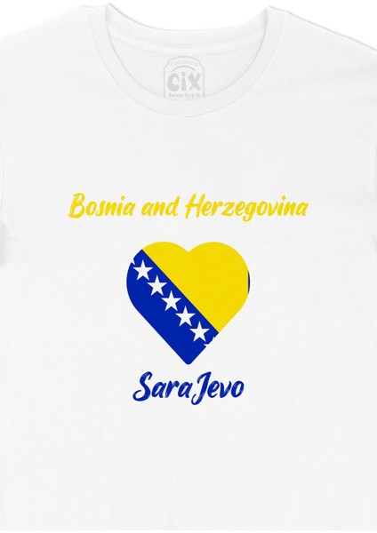Saraybosna Bosna Hersek Bayraklı Kalpli Tişört fiyatları