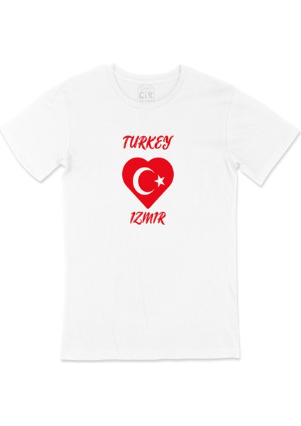 Izmir Türkiye Bayraklı Kalpli Tişört