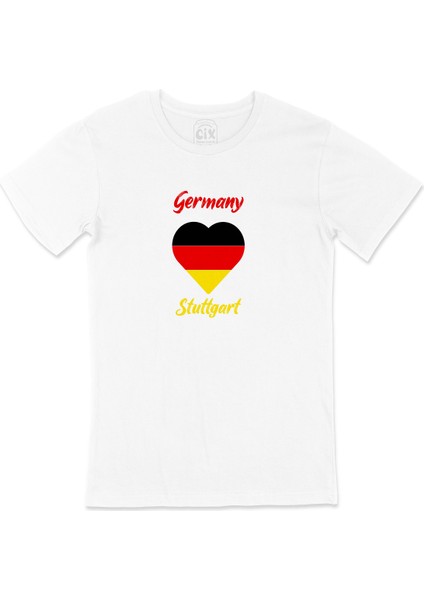 Stuttgart Almanya Bayraklı Kalpli Tişört