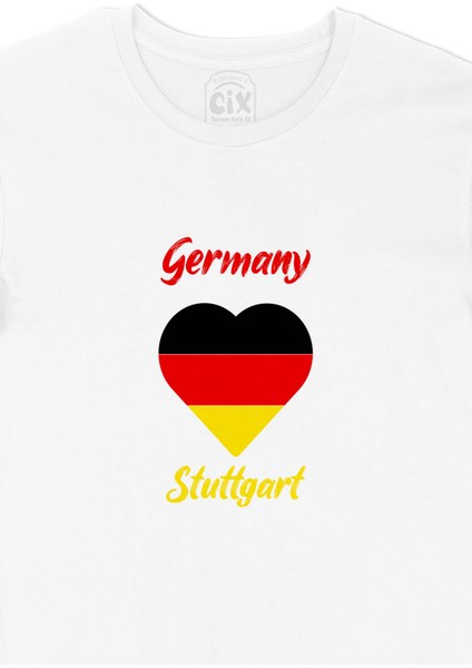 Stuttgart Almanya Bayraklı Kalpli Tişört fiyatları