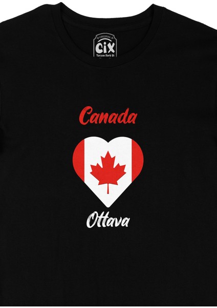 Ottava Canada Bayraklı Kalpli Siyah Tişört fiyatları