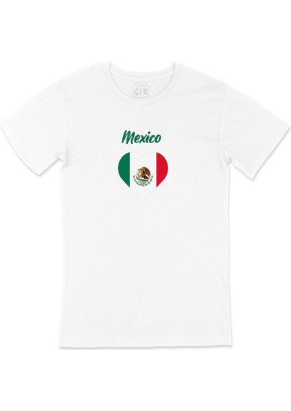 Meksika Bayraklı Kalpli Tişört