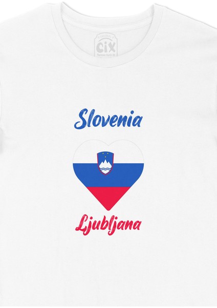 Ljubljana Slovenya Bayraklı Kalpli Tişört fiyatları